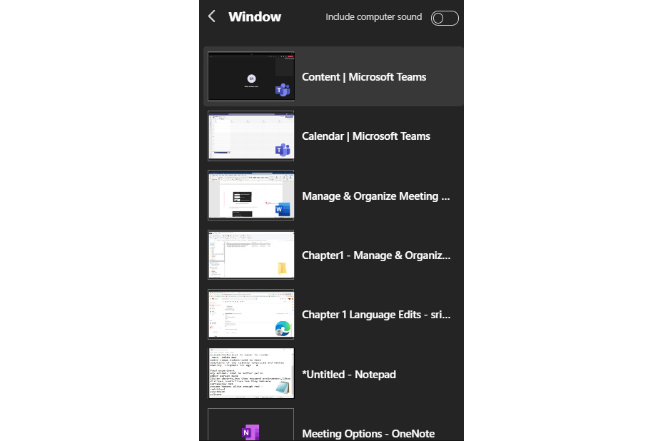 Figure 1.33 – Selecting which screen to share
