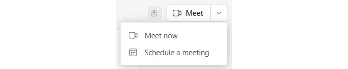 Figure 1.44 – Scheduling ad hoc meetings from a channel
