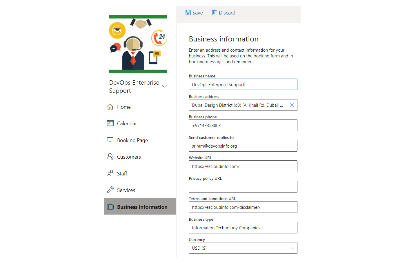 Figure 1.56 – Editing Business information
