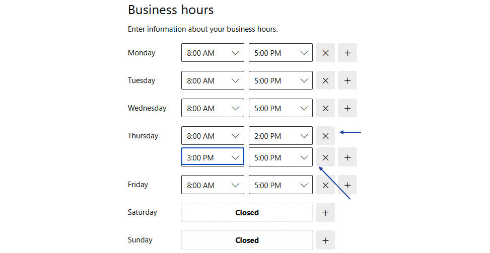 Figure 1.57 – Editing Business hours
