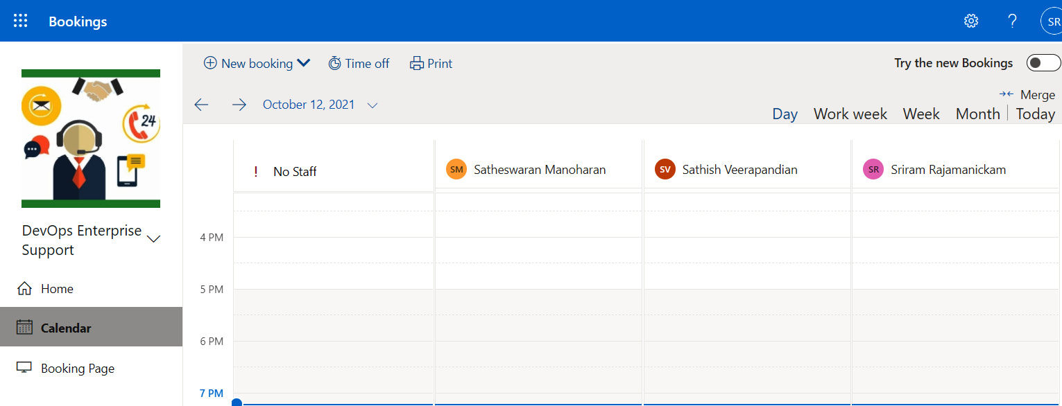 Figure 1.77 – Checking the staff calendar
