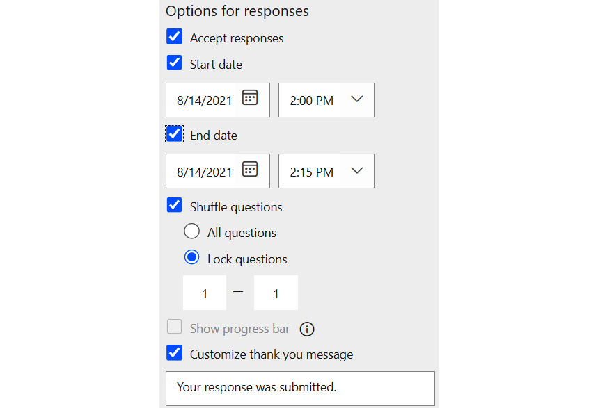 Figure 1.84 – Survey response options
