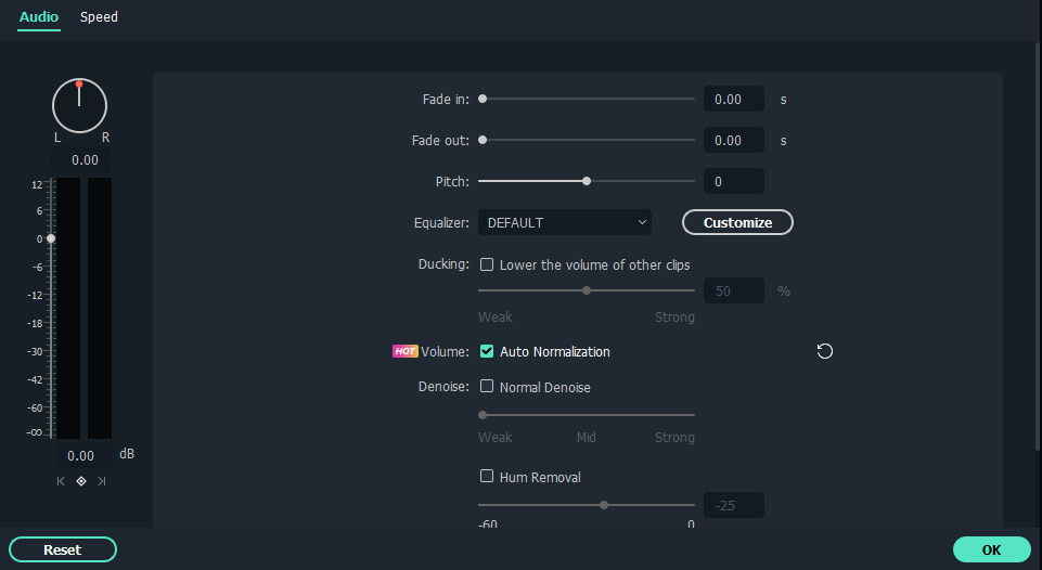 Figure 7.1: The Edit window for Auto Normalization in Wondershare Filmora 11