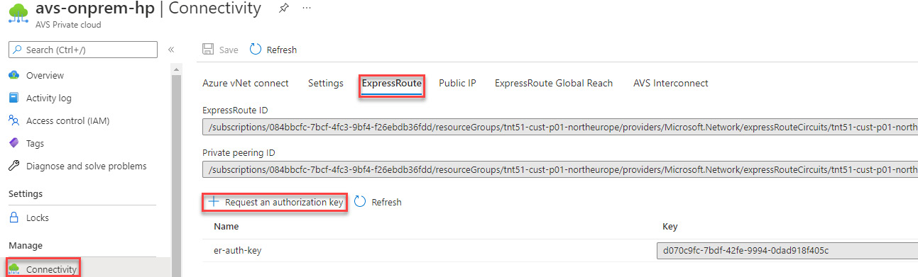 Figure 4.7 – Requesting an ExpressRoute authorization key