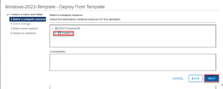 Figure 6.26 – Compute destination for the new VM