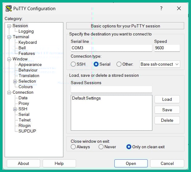 Figure 2.7: PuTTY on Windows