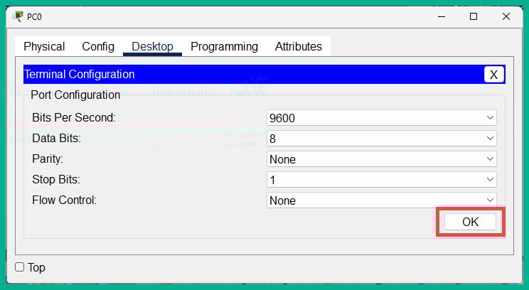 Figure 2.22: Terminal settings