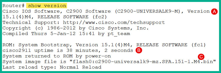 Figure 2.33: The show version command