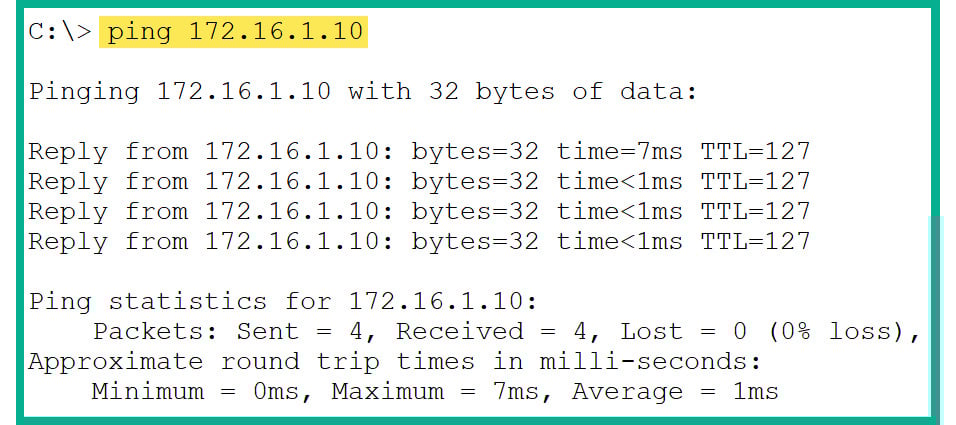 Figure 2.47: ping results on a Windows device