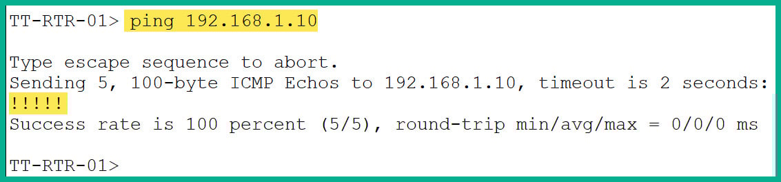 Figure 2.48: ping results on a Cisco device