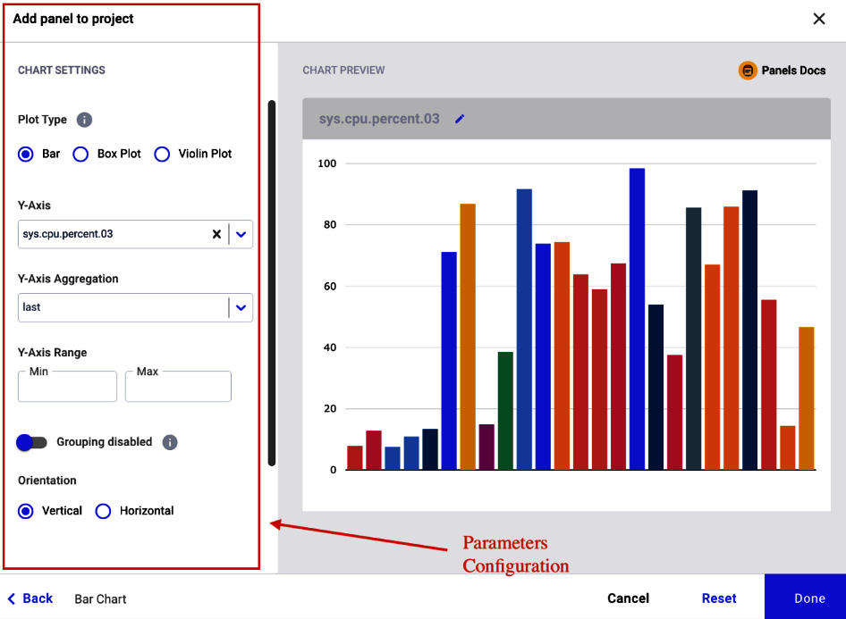 Figure 1.7 – Parameter configuration in a built-in Comet panel
