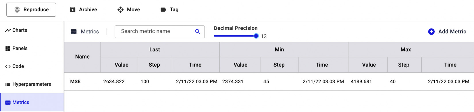 Figure 1.19 – The Metrics section in Comet
