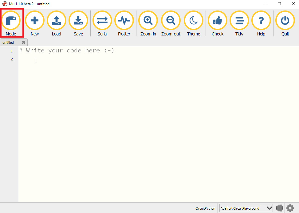 Figure 1.26 – Changing Python mode
