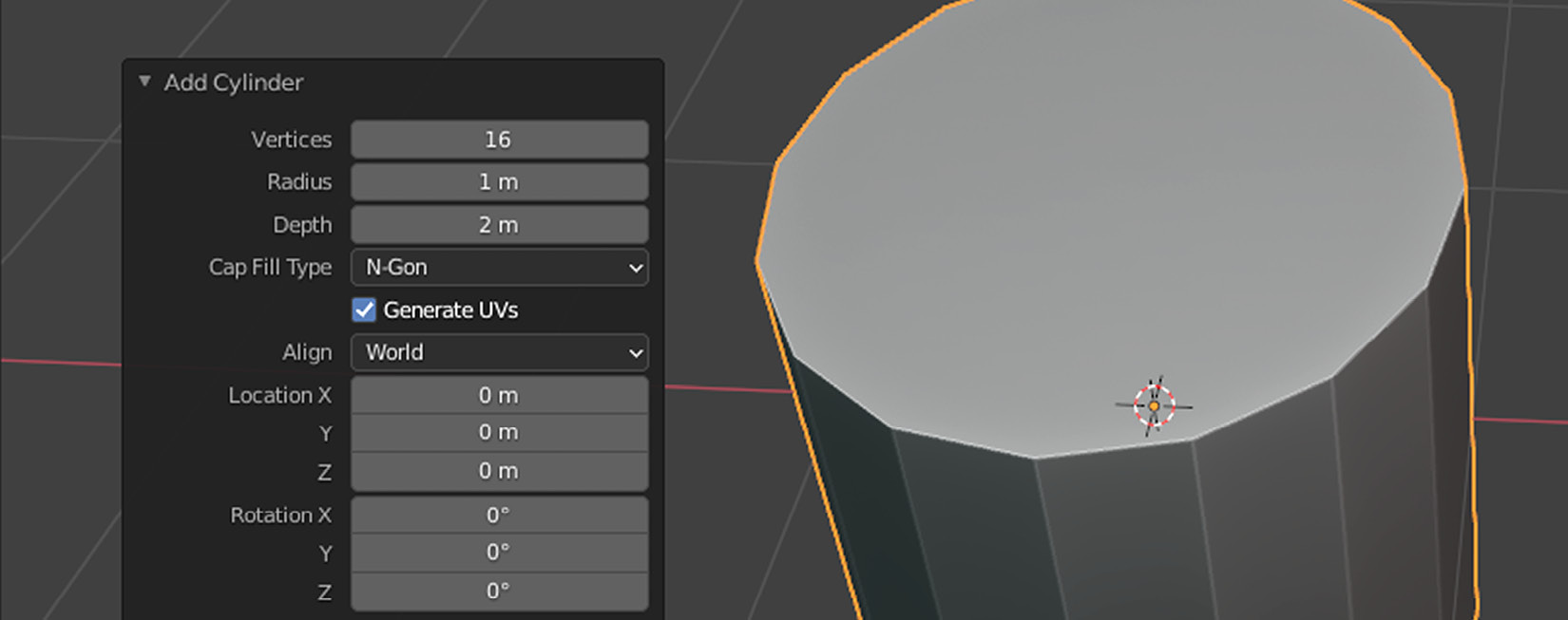 Figure 1.6 – 16 faces will be enough for creating our barrel
