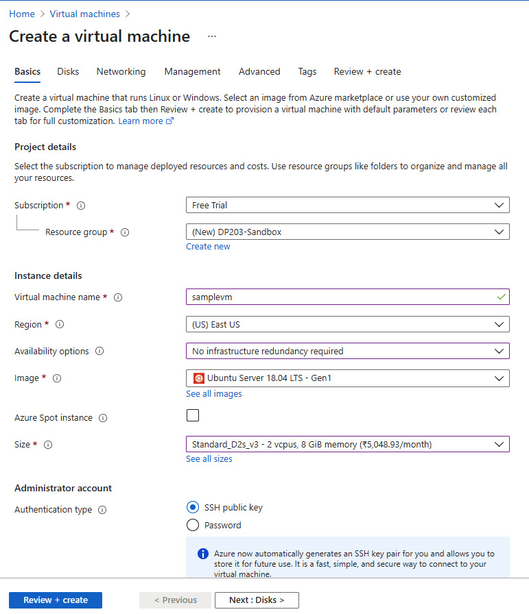 Figure 1.4 – Creating VMs using the Azure portal
