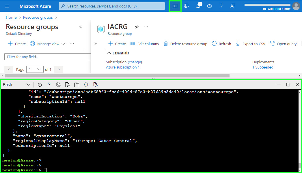 Figure 1.5 – Using the CLI directly from the Azure portal
