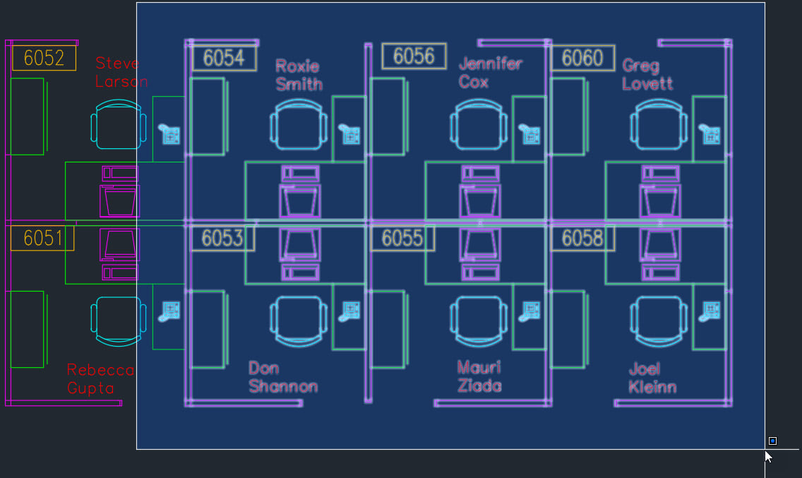 Figure 1.16: Objects selected with a selection window
