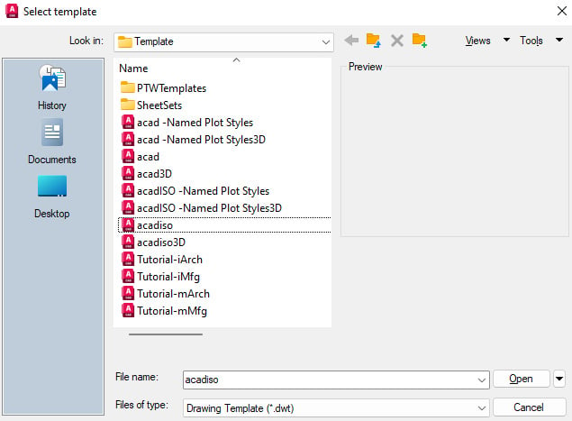 Figure 1.20: The list of templates in the Select template window 
