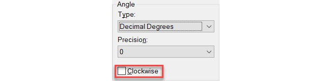 Figure 1.23: The Clockwise checkbox in the Angle panel
