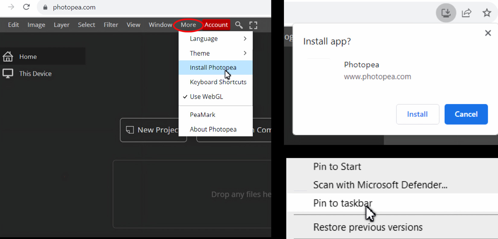 Figure 1.2 – Install Photopea on the Desktop