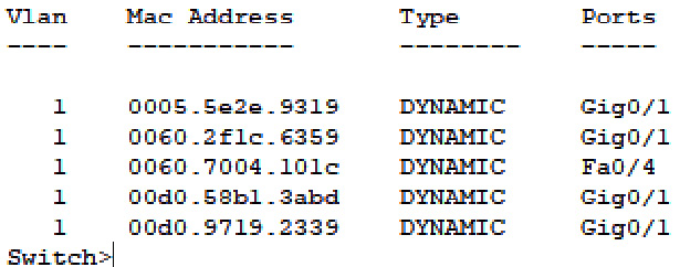  Figure 1.9 – Switch table
