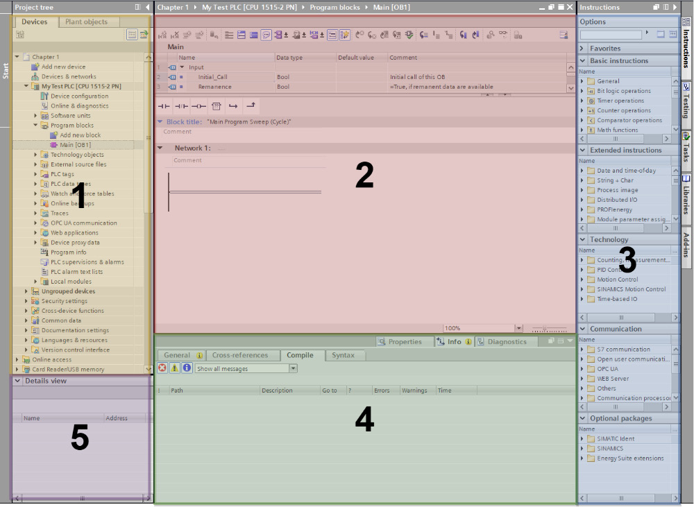 Figure 1.4 – Project view key areas
