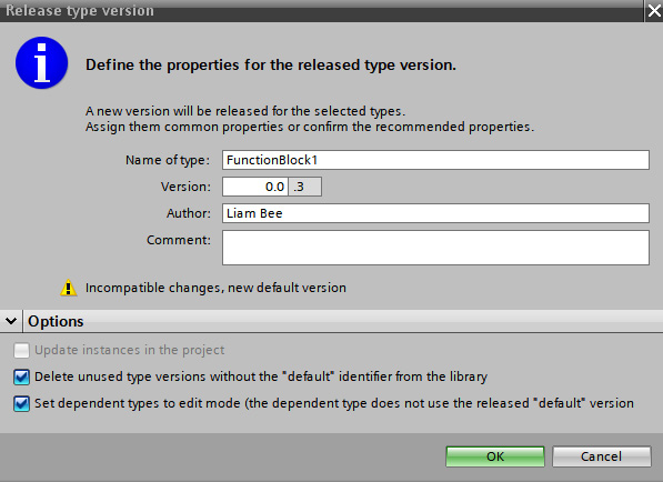 Figure 1.22 – Release type version dialog box
