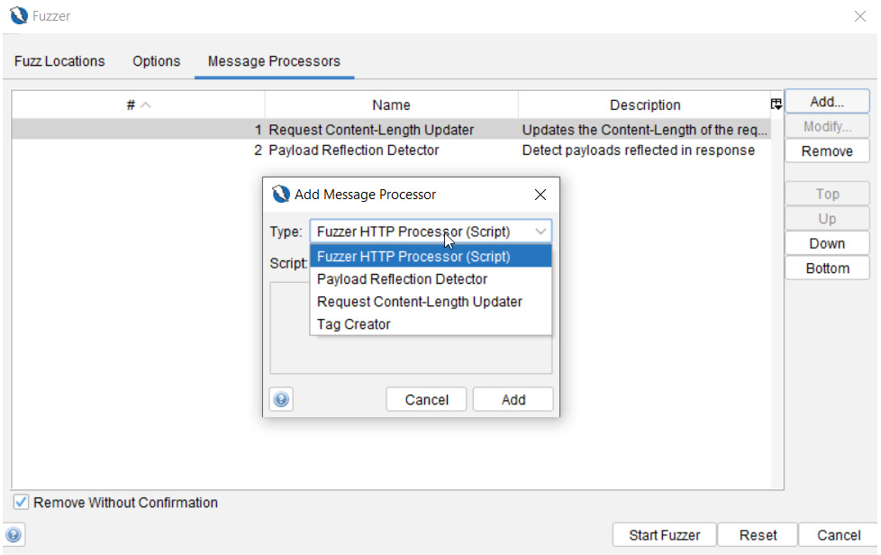 Figure 2.36 – Fuzzer Message Processors