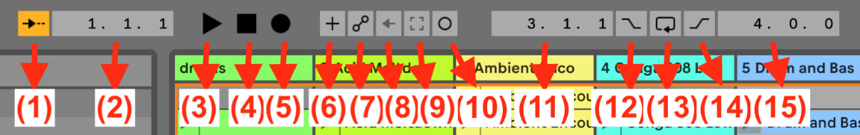 Figure 1.10 – Control Bar and transport controls