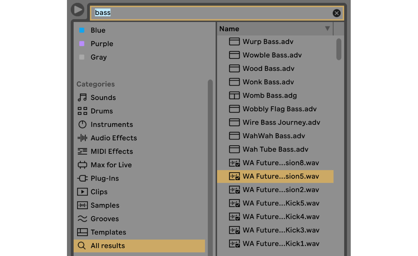 Figure 1.7 – Searching for bass in the browser