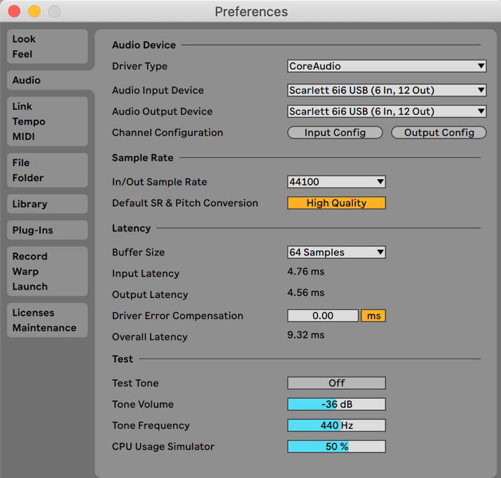 Figure 2.1 – The Audio tab in Preferences