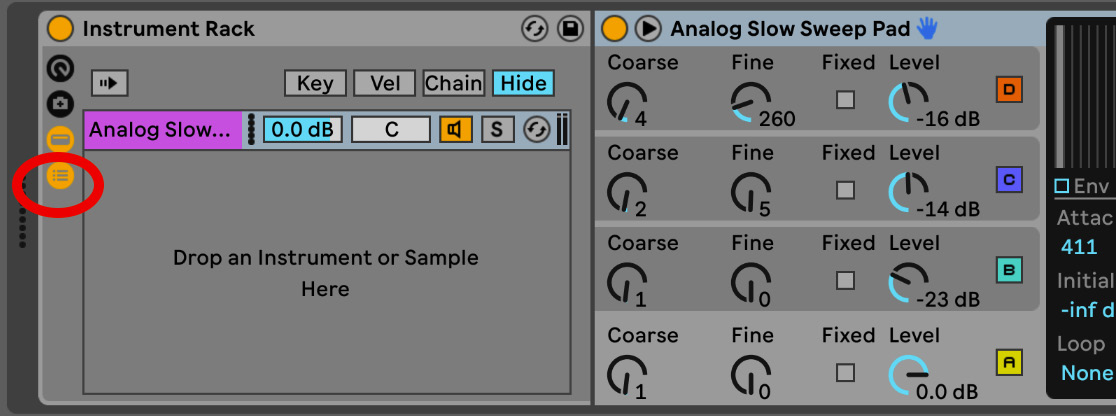 Figure 8.3 – Using the chain list Show/Hide button to display the chain list