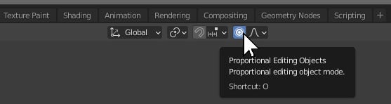 Figure 1.9 – Activating Proportional Editing
