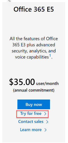 Figure 1.9 – Office 365 trial subscription sign-up