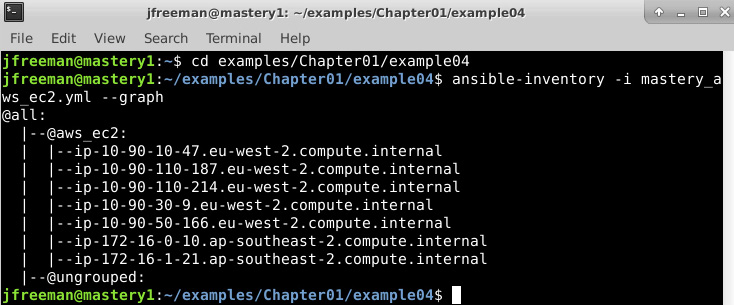 Figure 1.5 – An example output from the dynamic inventory plugin
