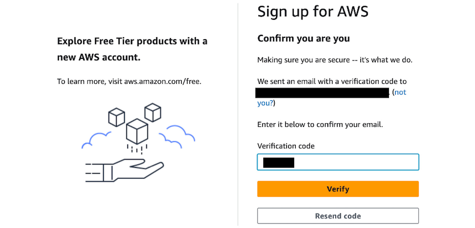 Figure 1.8 – Providing the verification code