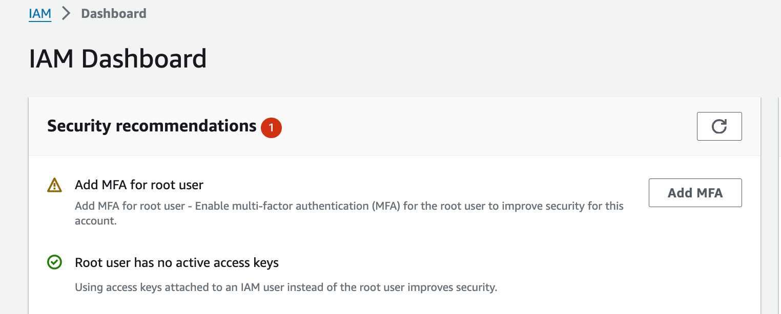 Figure 1.10 – Setting up MFA for the root user