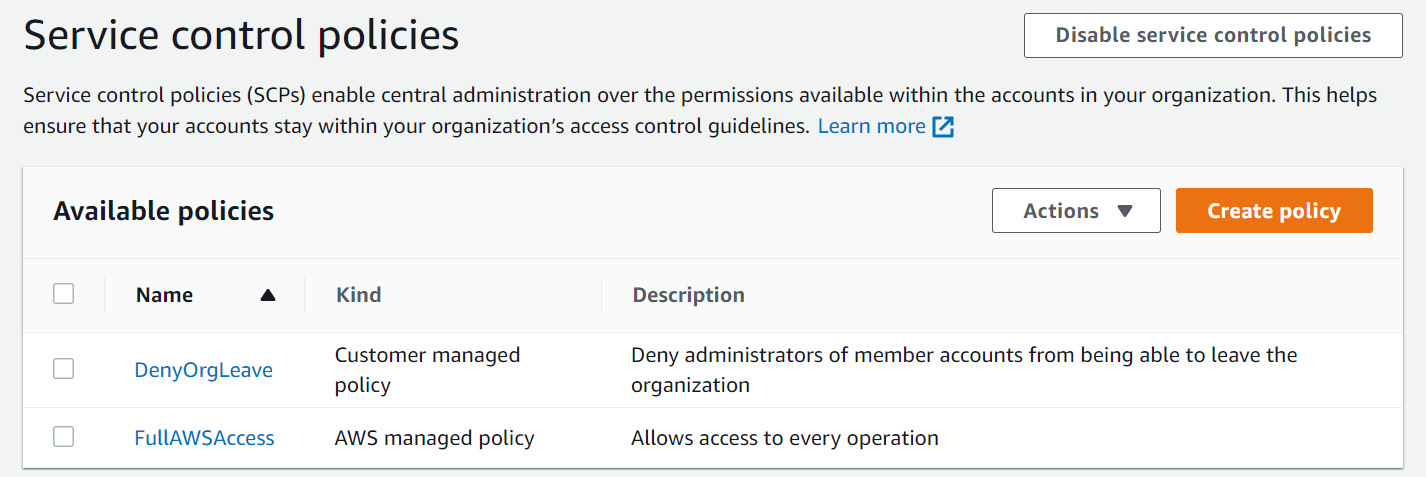 Figure 1.19 – List of available SCPs