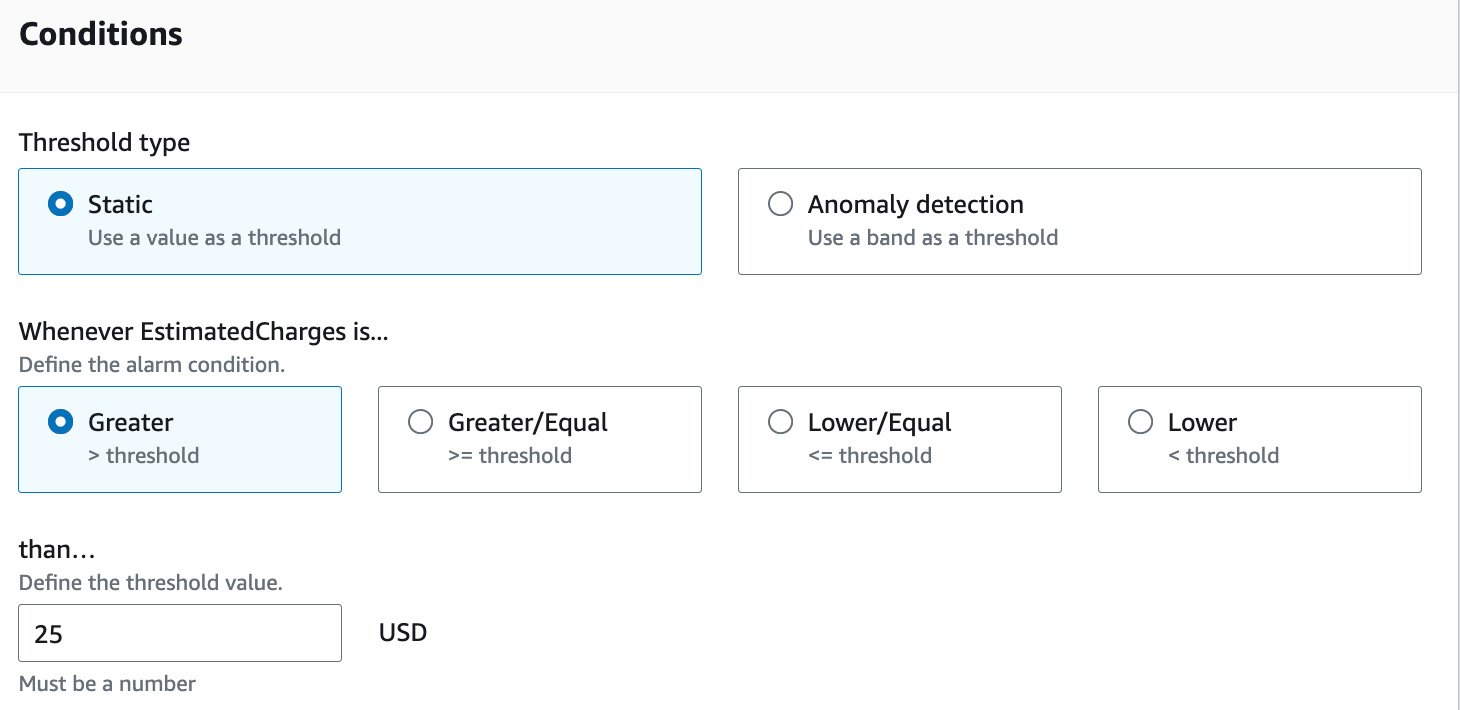 Figure 1.23 – Configuring billing alarm conditions