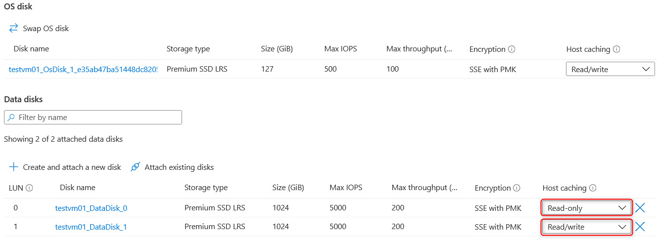 Figure 10.1 – Disk cache configuration on a VM
