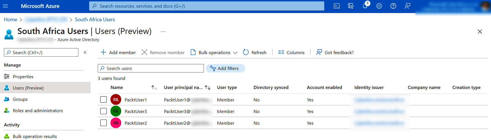 Figure 1.13 – Displaying the users added to the AU
