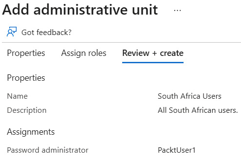 Figure 1.11 – The AU summary page
