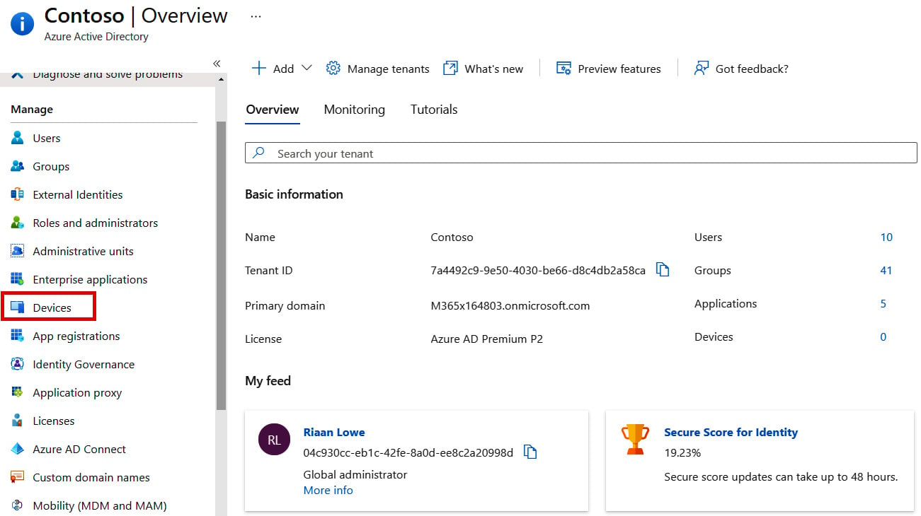 Figure 1.14 – The Azure AD Devices blade
