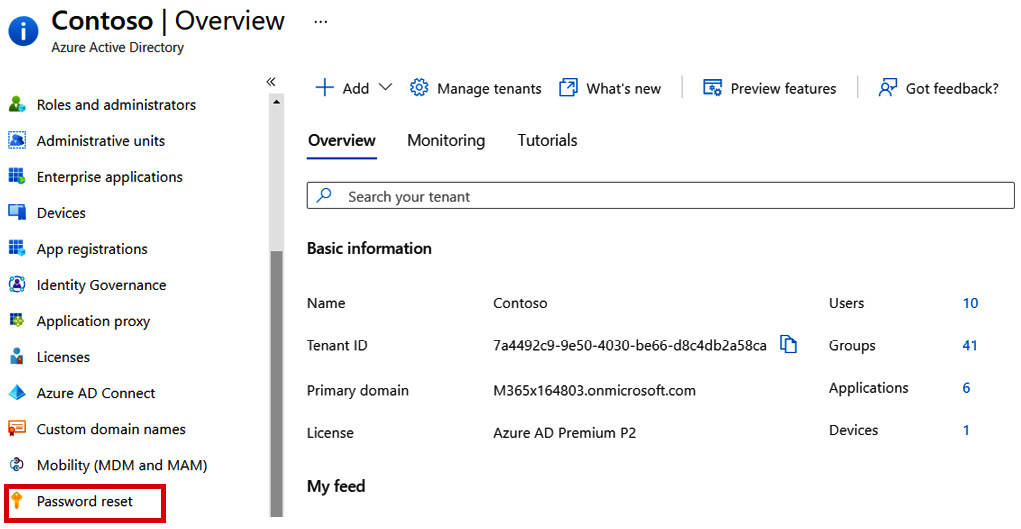 Figure 1.31 – The Azure AD Password reset blade
