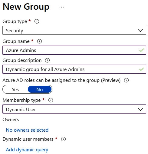 Figure 1.5 – The Azure AD group creation page part 2
