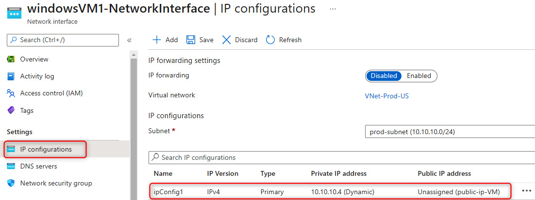 Figure 14.13 – Select the private IP address associated with the VM
