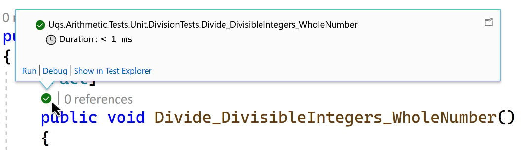 Figure 1.15 – VS unit testing balloon
