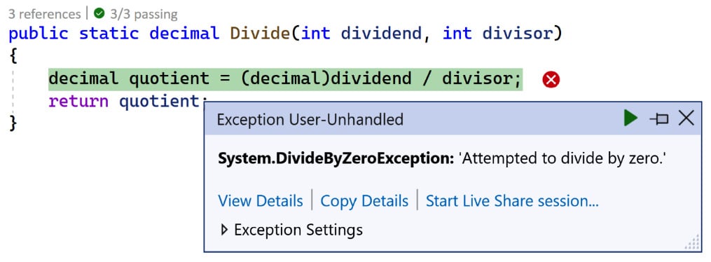 Figure 1.17 – Exception dialog
