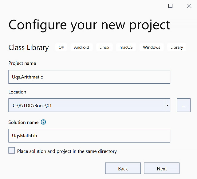 Figure 1.5 – Configure your new project dialog
