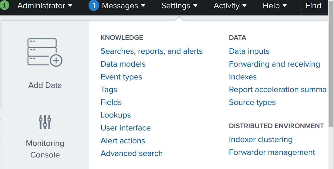 Figure 8.3: Splunk Web – Add Data